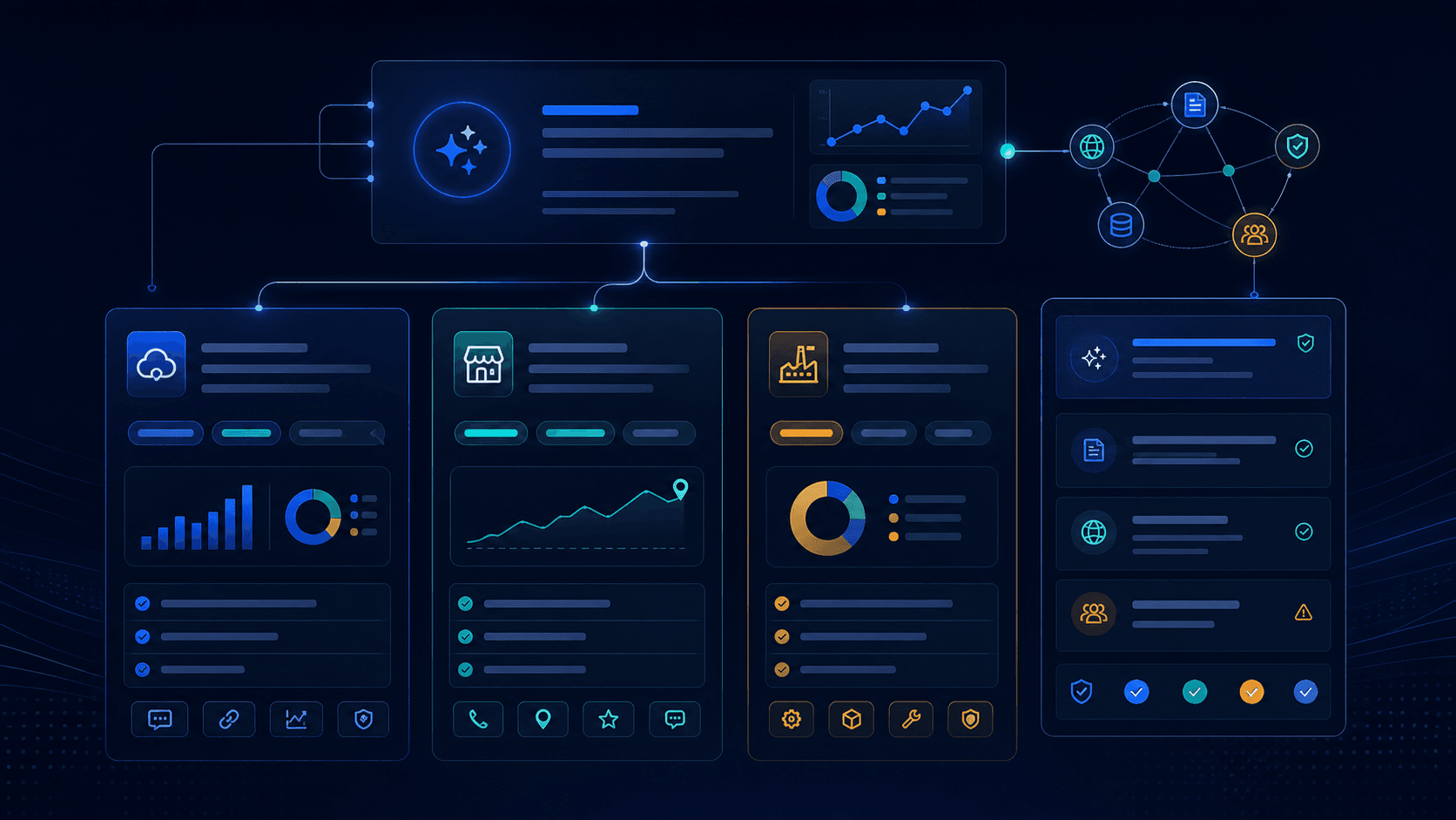 Industry decision paths connected to AI answer evidence graphs