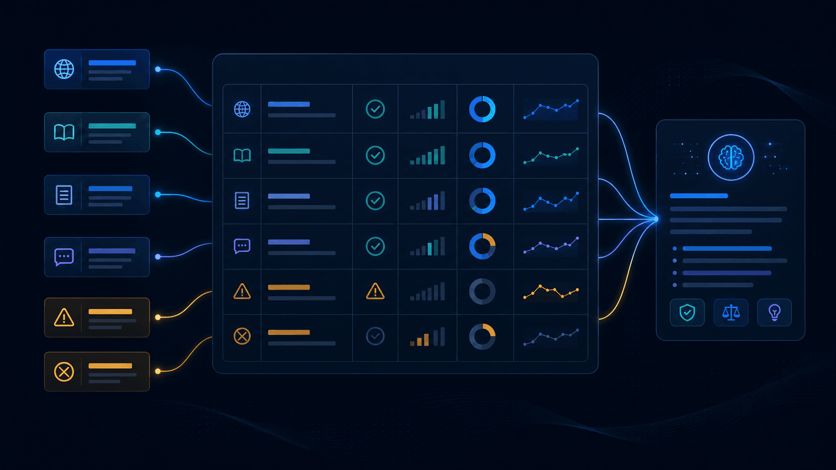Citation source matrix with owned assets, media references, and evidence quality signals